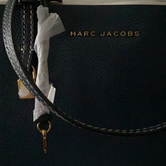 NWT  Marc Jacobs M0012669 The Grind East/West Leather Shopper Tote Blue Sea - Picture 2 of 4